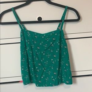 Green floral print cropped Hollister tank XS